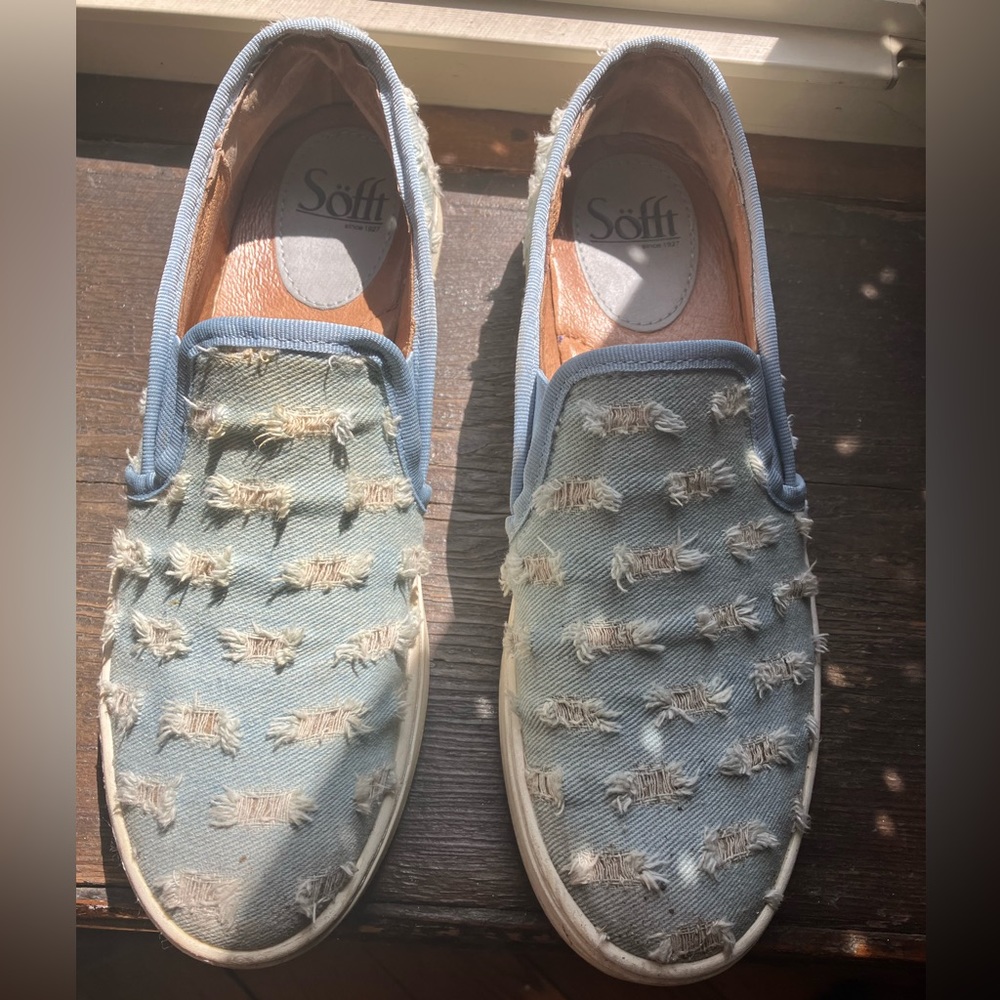 Sofft denim slip on sneakers